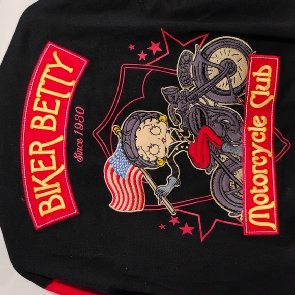 FLASH SALE! RARE! NWOT Betty Boop '13 Biker Betty Motorcycle Club Bomber Jacket - Picture 7 of 11